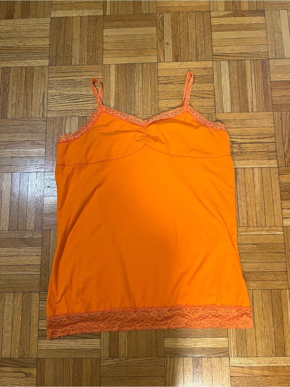 Vintage Y2K Deb Orange Lace-Trim Cami Tank Top size XL